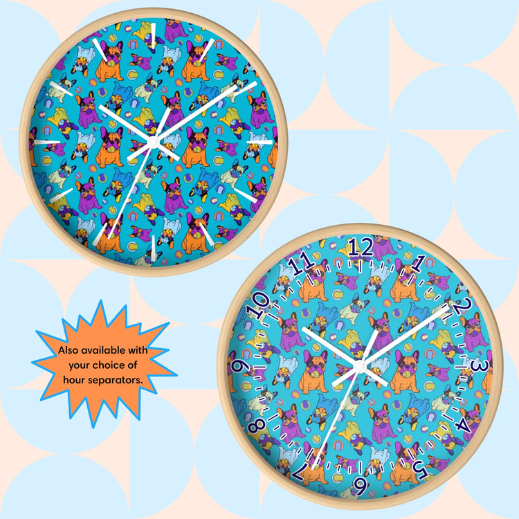 Frenchie Fetch, Set, Match Wall Clock