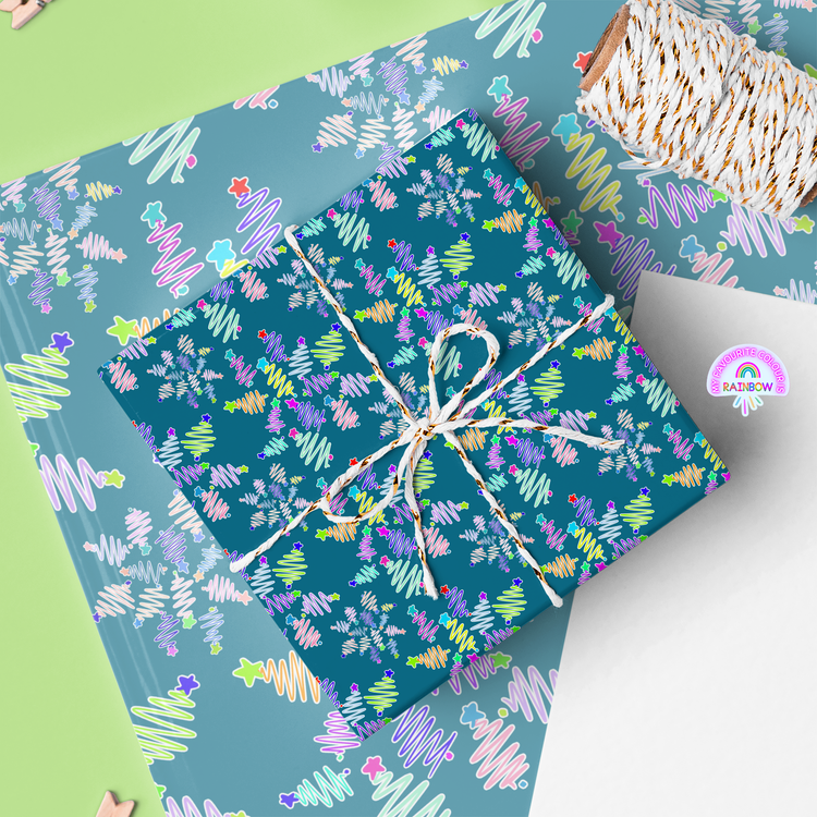 Xmas Tree Snowflake Christmas Wrapping Paper Sheets