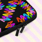 My Favourite Colour is Rainbows Electric Zigzag Laptop Sleeve features a striking black background with vivid rainbow zigzags and a convenient black zipper with dual sliders, making it an unmistakable statement piece.