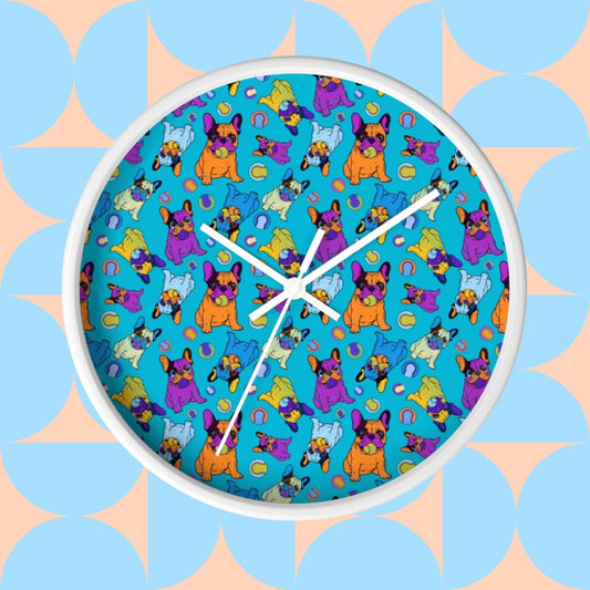 Frenchie Fetch, Set, Match Wall Clock