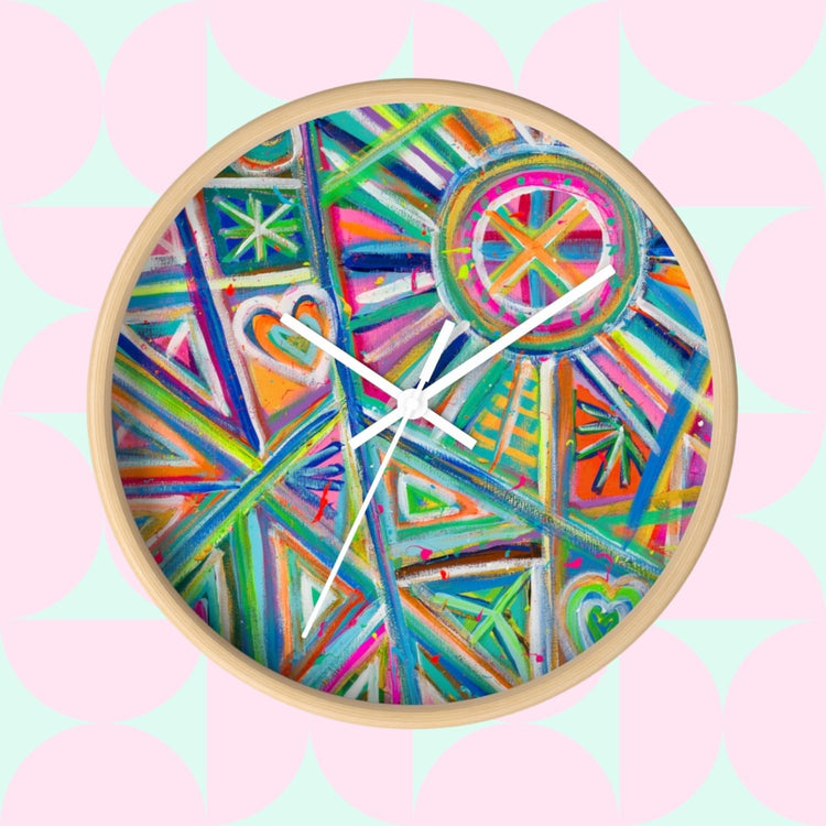 Geometric Rainbow Wall Clock