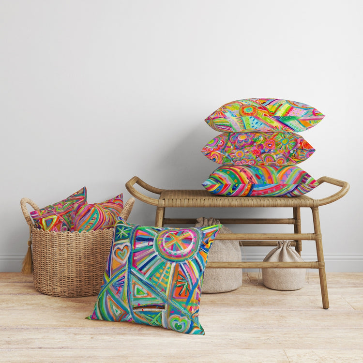 Geometric Rainbow Cushion