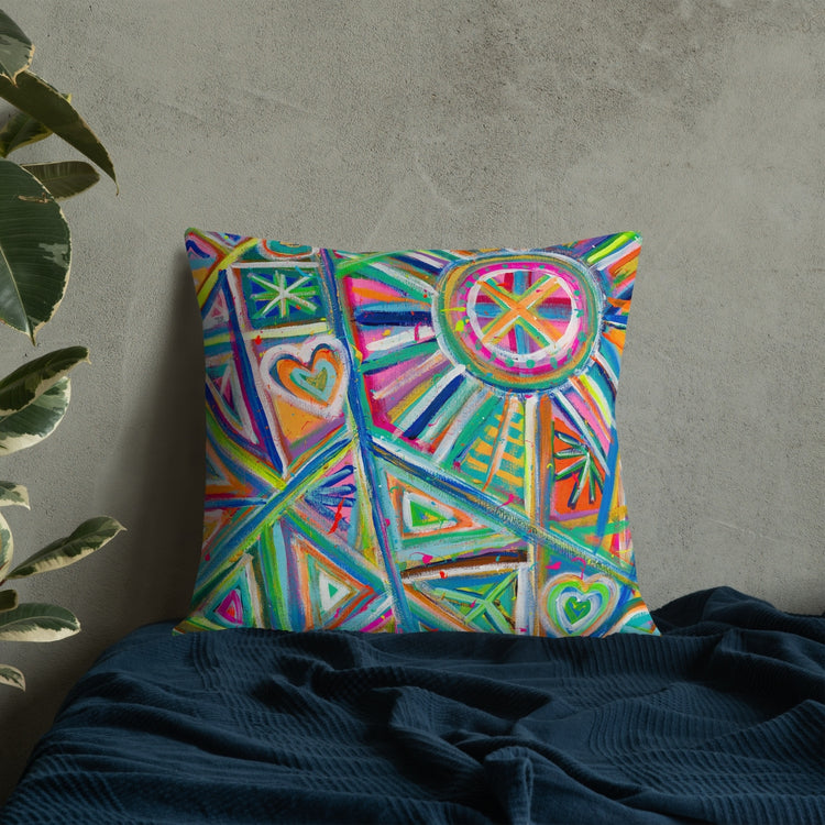 Geometric Rainbow Cushion