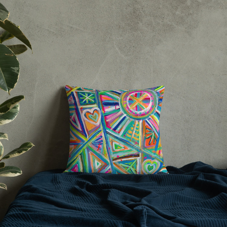 Geometric Rainbow Cushion