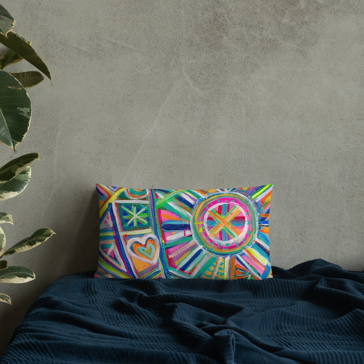 Geometric Rainbow Cushion