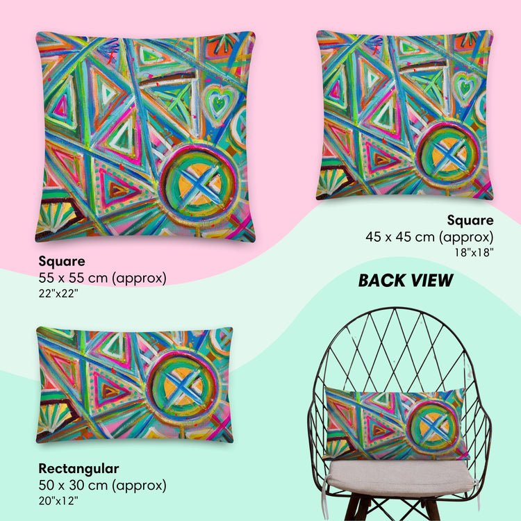 Geometric Rainbow Cushion