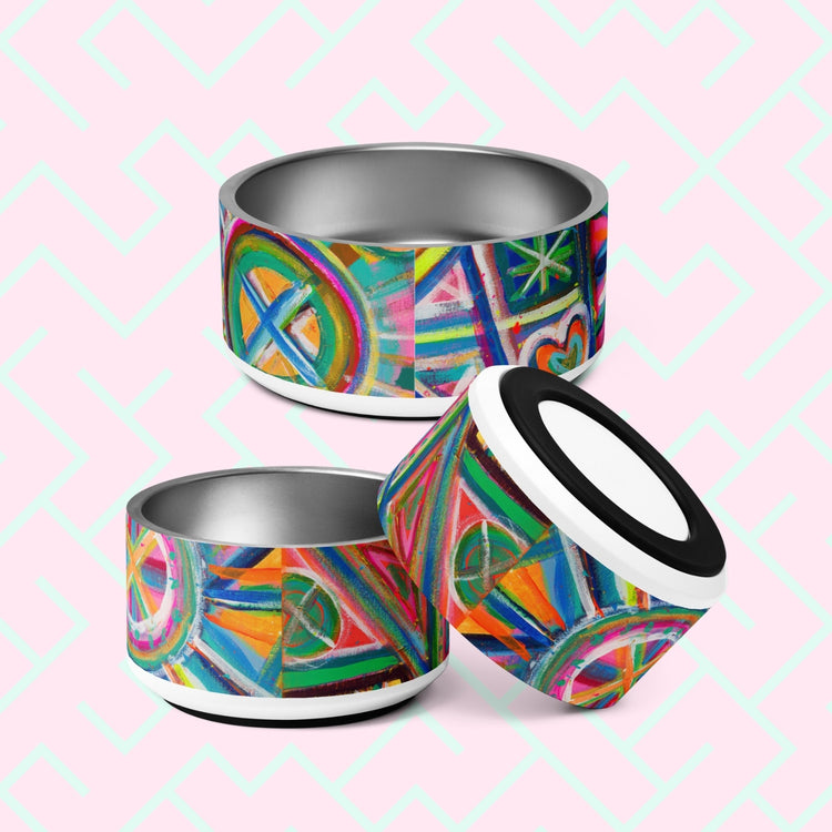 Geometric Rainbow Pet Bowl