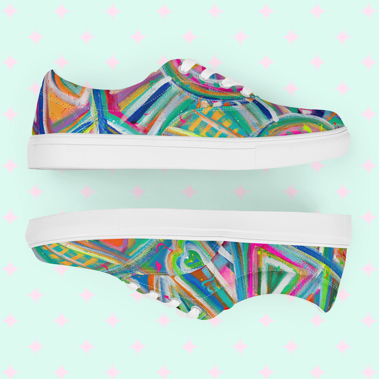 Geometric Rainbow Canvas Sneakers