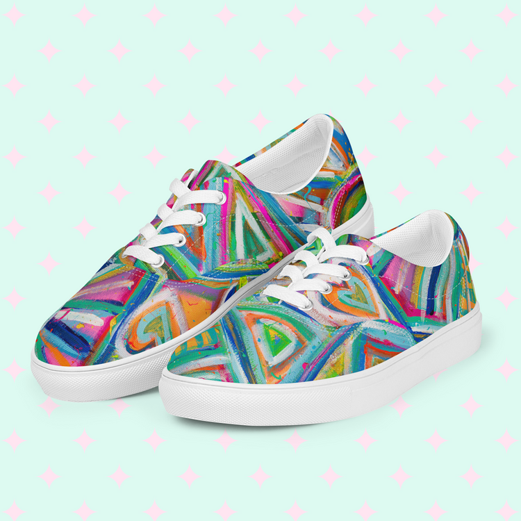 Geometric Rainbow Canvas Sneakers