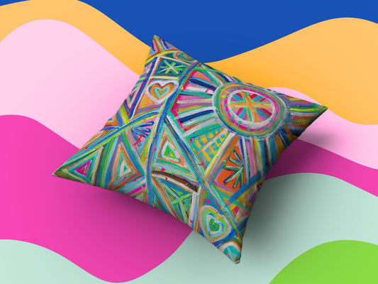 Geometric Rainbow Cushion Cover