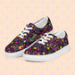 The In the Midnight Garden canvas sneakers by My Favourite Colour is Rainbow feature a vibrant floral print on black, white laces and soles and breathable lining for comfort.