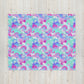 The Pastel Rainbow Throw Blanket by My Favourite Colour is Rainbow features a vibrant abstract design with overlapping pastel blue, pink, purple, and white brush strokes on a wooden background. Resembling arches or waves, it adds a cozy touch to any space.
.