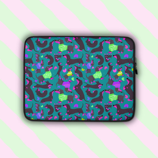 Silly Sausages Laptop Sleeve – Green