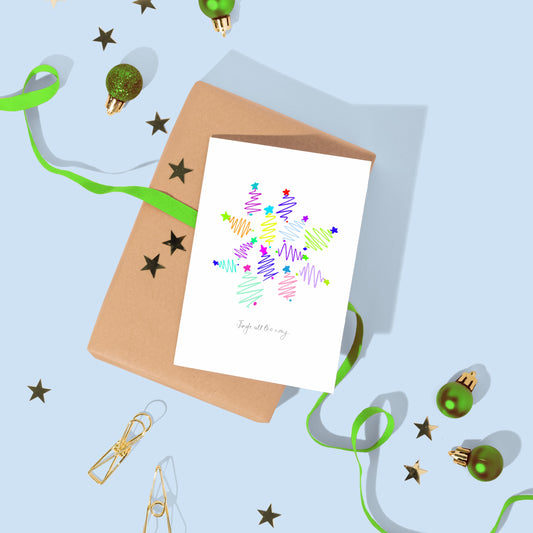 Xmas Tree Snowflake Christmas Card